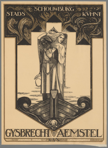 Affiche « Stadsschouwburg K.V.H.N.T. Gijsbrecht van Aemstel ». Reproduction intégrale de l’exemplaire conservé par Rijksmuseum.