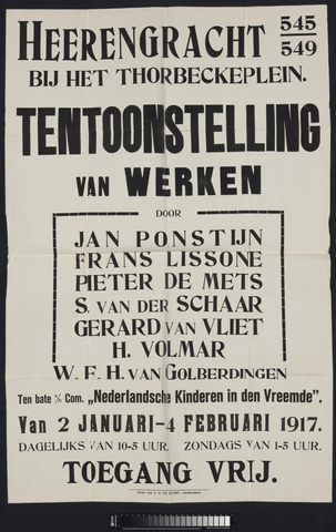 Affiche « Ernstig woord aan alle Burgers en Arbeiders van Amsterdam ». Reproduction intégrale de l’exemplaire conservé par Rijksmuseum.