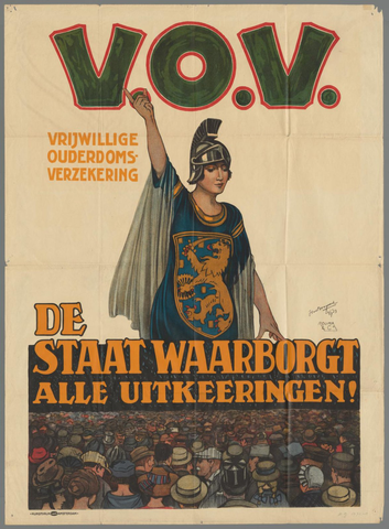Affiche « V.O.V. Vrijwillige Ouderdomsverzekering ». Reproduction intégrale de l’exemplaire conservé par Rijksmuseum.
