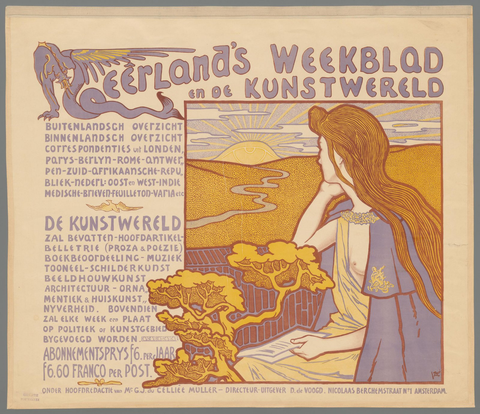 Affiche « Neerland's Weekblad en de kunstwereld (...) ». Reproduction intégrale de l’exemplaire conservé par Rijksmuseum.