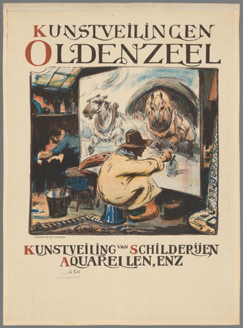 Affiche « Kunstveilingen Oldenzeel. Kunstveiling van schilderijen aquarellen, enz. ». Reproduction intégrale de l’exemplaire conservé par Rijksmuseum.