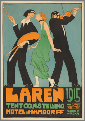 Affiche « 1915 tentoonstelling van Hotel Hamdorff van 15 juni-15 september. Zunky Joska. ». Reproduction intégrale de l’exemplaire conservé par Rijksmuseum.
