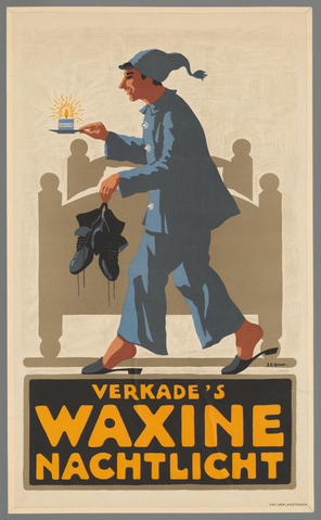 Affiche « Verkade's waxine nachtlicht ». Reproduction intégrale de l’exemplaire conservé par Rijksmuseum.
