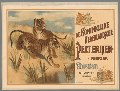 Affiche « De koninklijke Nederlandsche pelterijenfabriek. Rotterdam. M.B. Veen directeur ». Reproduction intégrale de l’exemplaire conservé par Rijksmuseum.