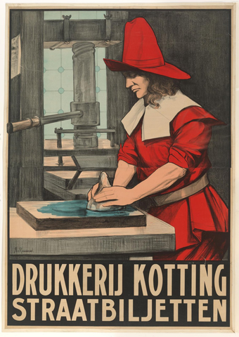 Affiche « Drukkerij Kotting. Straatbiljetten ». Reproduction intégrale de l’exemplaire conservé par Rijksmuseum.