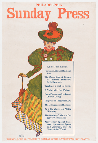 Affiche « Advertisement for Philadelphia Sunday Press, May 10, 1895 ». Reproduction intégrale de l’exemplaire conservé par The Metropolitan Museum of Art.