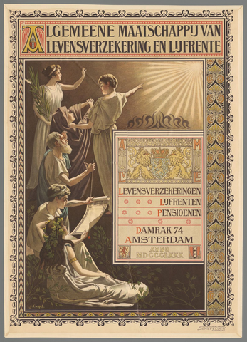 Affiche « Algemeene Maatschappij van levensverzekering en lijfrente, Amsterdam ». Reproduction intégrale de l’exemplaire conservé par Rijksmuseum.