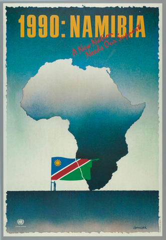 Affiche « 1990: Namibia ». Reproduction intégrale de l’exemplaire conservé par Cooper Hewitt, Smithsonian Design Museum.