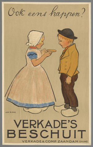 Affiche « Ook eens happen? Verkade's Beschuit ». Reproduction intégrale de l’exemplaire conservé par Rijksmuseum.