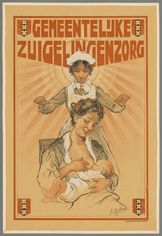 Affiche « Gemeentelijke zuigelingenzorg ». Reproduction intégrale de l’exemplaire conservé par Rijksmuseum.