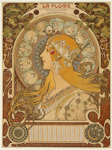 Affiche « Zodiaque ("La Plume") ». Reproduction intégrale de l’exemplaire conservé par Art Institute of Chicago.