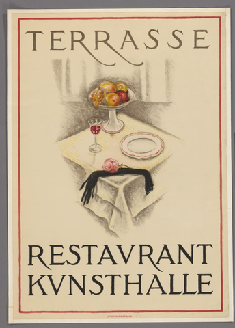 Affiche « Affiche voor het restaurant Kunsthalle in Bazel ». Reproduction intégrale de l’exemplaire conservé par Rijksmuseum.