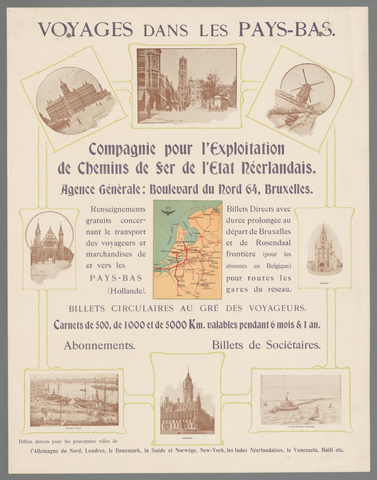 Affiche « Voyages dans les Pays-Bas (...) ». Reproduction intégrale de l’exemplaire conservé par Rijksmuseum.