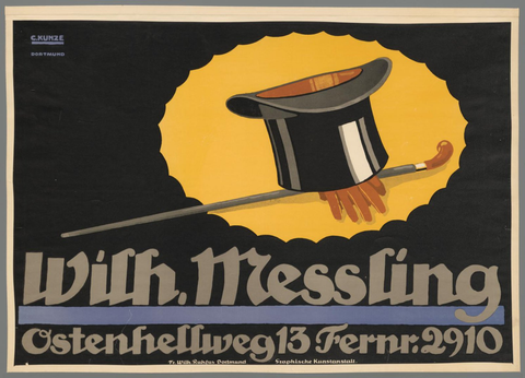 Affiche « Wilh. Messling, Ostenhellweg 13 Fernr. 2910 ». Reproduction intégrale de l’exemplaire conservé par Rijksmuseum.