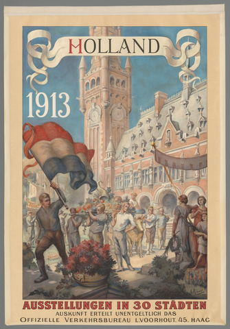 Affiche « Holland 1913. Ausstellung in 30 Städten (...) ». Reproduction intégrale de l’exemplaire conservé par Rijksmuseum.