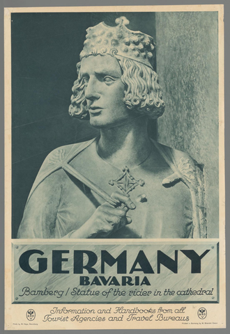 Affiche « Germany Bavaria, Bamberg/statue of the rider in the cathedral (...) ». Reproduction intégrale de l’exemplaire conservé par Rijksmuseum.