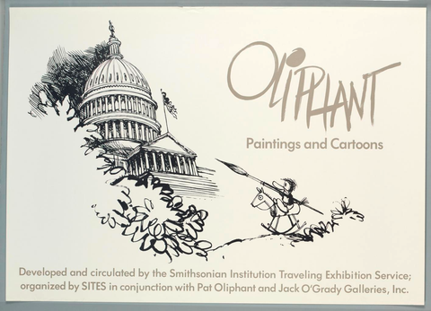 Affiche « Oliphant Paintings and Cartoons ». Reproduction intégrale de l’exemplaire conservé par Cooper Hewitt, Smithsonian Design Museum.