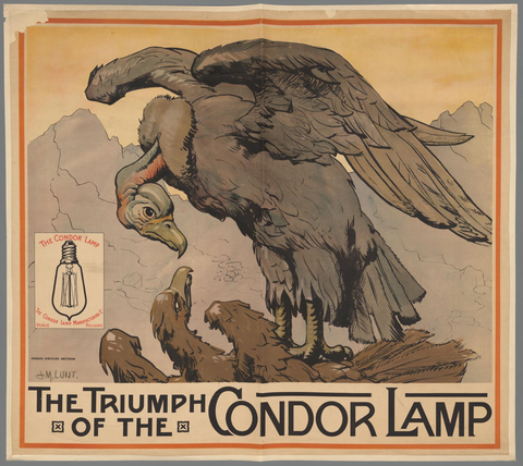 Affiche « The Triumph of the Condor Lamp. The Condor Lamp Manufacturing Co. Venlo Holland ». Reproduction intégrale de l’exemplaire conservé par Rijksmuseum.