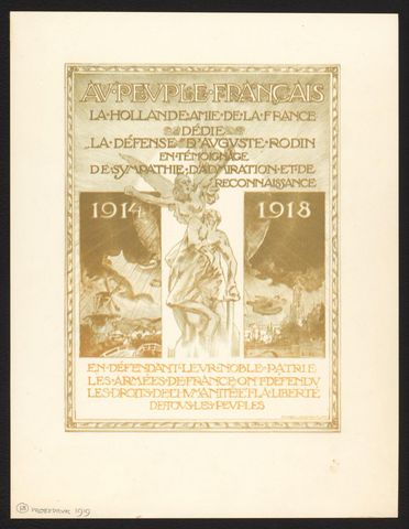 Affiche « Affiche bij de schenking van het 'Monument de la Hollande amie' aan Verdun ». Reproduction intégrale de l’exemplaire conservé par Rijksmuseum.