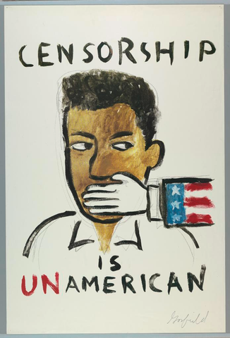 Affiche « Censorship is Un American ». Reproduction intégrale de l’exemplaire conservé par Cooper Hewitt, Smithsonian Design Museum.