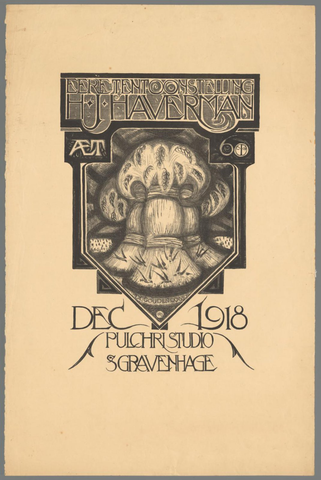 Affiche « 'Eere Tentoonstelling H.J. Haverman' in Pulchri Studio 's-Gravenhage, dec. 1918 ». Reproduction intégrale de l’exemplaire conservé par Rijksmuseum.