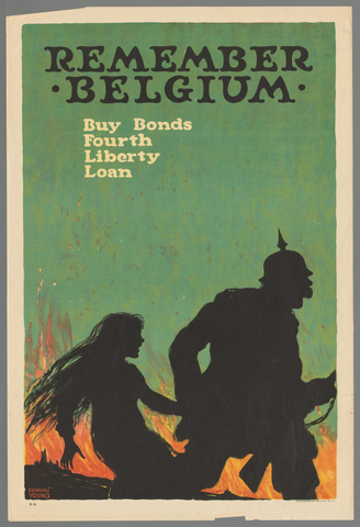 Affiche « Remember Belgium. Buy Bonds Fourth Liberty Loan ». Reproduction intégrale de l’exemplaire conservé par Rijksmuseum.
