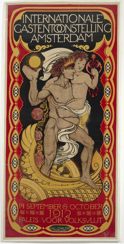 Affiche « Internationale Gastentoonstelling in Amsterdam, 14 sept - 6 oct. 1912 in Paleis voor Volksvlijt ». Reproduction intégrale de l’exemplaire conservé par Rijksmuseum.