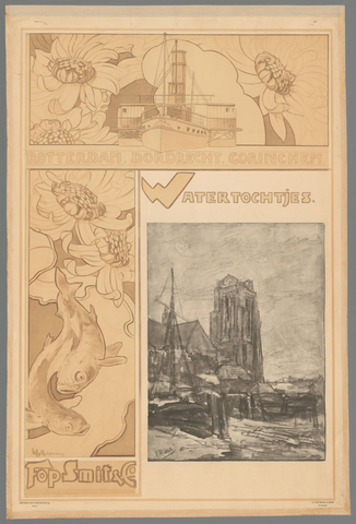 Affiche « Rotterdam. Dordrecht. Gorinchem. Watertochtjes. Fop Smit & Co. ». Reproduction intégrale de l’exemplaire conservé par Rijksmuseum.