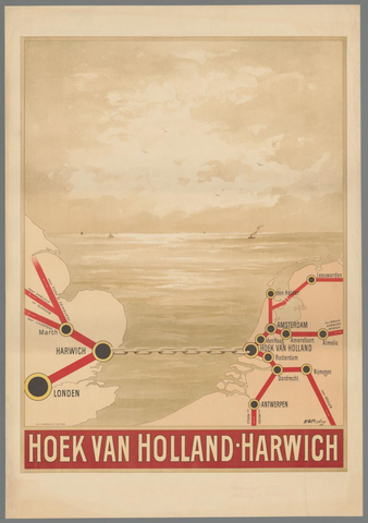 Affiche « Hoek van Holland - Harwich ». Reproduction intégrale de l’exemplaire conservé par Rijksmuseum.