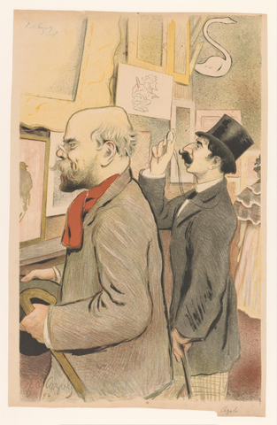 Affiche « Verlaine en een onbekende man bekijken prenten ». Reproduction intégrale de l’exemplaire conservé par Rijksmuseum.