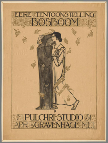 Affiche « Eere-Tentoonstelling Bosboom 1817-1917. Pulchri Studio Den Haag 21 april 31 mei. ». Reproduction intégrale de l’exemplaire conservé par Rijksmuseum.