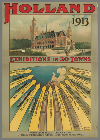 Affiche « Holland 1913. Exhibitions in 30 towns (...) ». Reproduction intégrale de l’exemplaire conservé par Rijksmuseum.