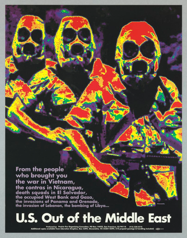 Affiche « U.S. Out of the Middle East ». Reproduction intégrale de l’exemplaire conservé par Cooper Hewitt, Smithsonian Design Museum.