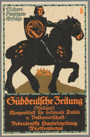 Affiche « Süddeutsche Zeitung Stuttgart (...) ». Reproduction intégrale de l’exemplaire conservé par Rijksmuseum.