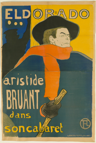 Affiche « Eldorado: Aristide Bruant ». Reproduction intégrale de l’exemplaire conservé par Art Institute of Chicago.