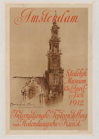 Affiche « Affiche voor de Internationale Tentoonstelling van Hedendaagsche Kunst in het Stedelijk Museum te Amsterdam, 1912 ». Reproduction intégrale de l’exemplaire conservé par Rijksmuseum.