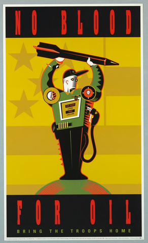 Affiche « No Blood for Oil ». Reproduction intégrale de l’exemplaire conservé par Cooper Hewitt, Smithsonian Design Museum.