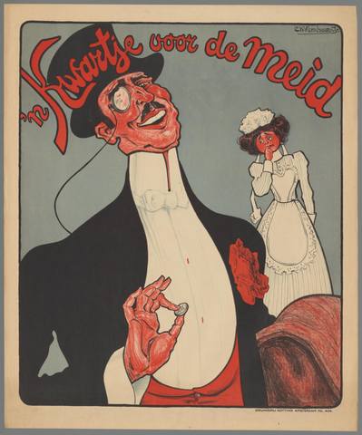 Affiche « 'n Kwartje voor de meid ». Reproduction intégrale de l’exemplaire conservé par Rijksmuseum.