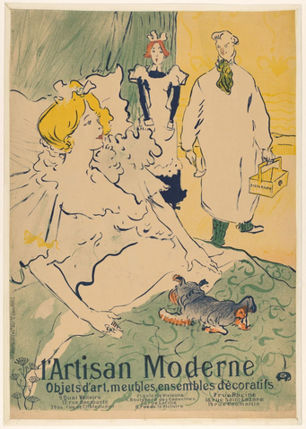 Affiche « Vrouw in bed wordt door de huisarts bezocht ». Reproduction intégrale de l’exemplaire conservé par Rijksmuseum.