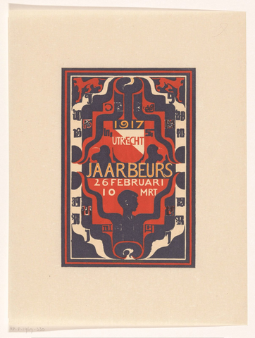 Affiche « Aankondiging voor jaarbeurs Utrecht 1917 ». Reproduction intégrale de l’exemplaire conservé par Rijksmuseum.