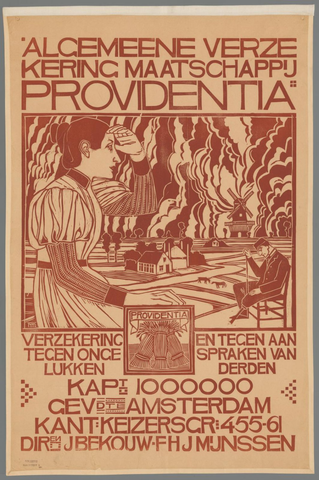 Affiche « Algemeene verzekeringsmaatschappij Providenti (...) ». Reproduction intégrale de l’exemplaire conservé par Rijksmuseum.