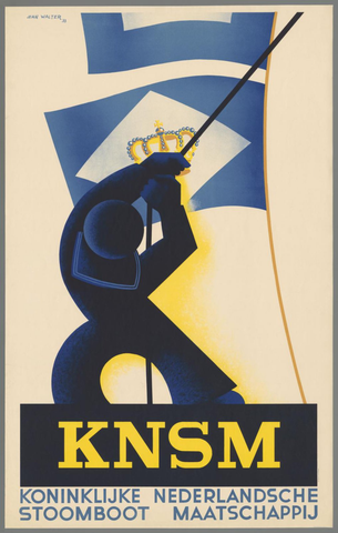 Affiche « KNSM. Koninklijke Nederlandsche Stoomboot Maatschappij ». Reproduction intégrale de l’exemplaire conservé par Rijksmuseum.