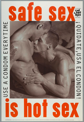 Affiche « safe sex is hot sex ». Reproduction intégrale de l’exemplaire conservé par Cooper Hewitt, Smithsonian Design Museum.