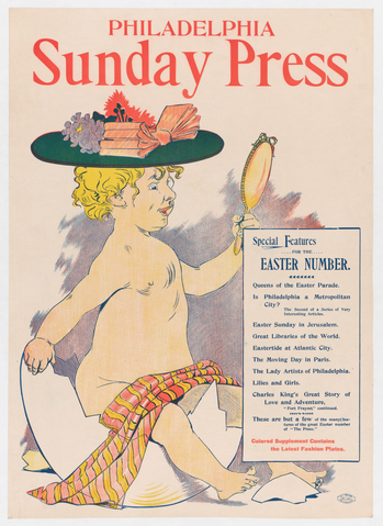 Affiche « Advertisement for Philadelphia Sunday Press, Easter ». Reproduction intégrale de l’exemplaire conservé par The Metropolitan Museum of Art.