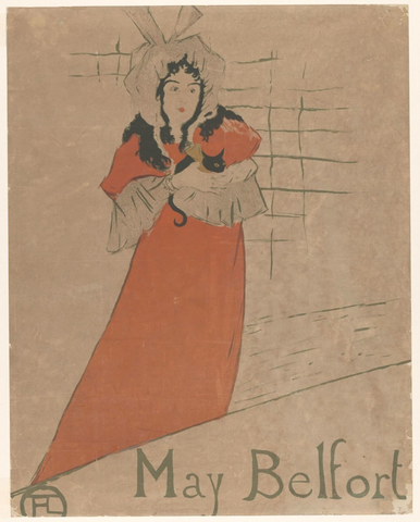 Affiche « May Belfort met een kat in haar armen ». Reproduction intégrale de l’exemplaire conservé par Rijksmuseum.