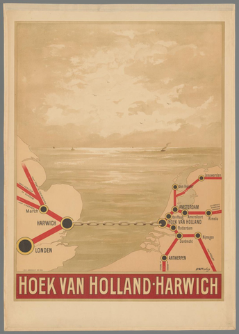 Affiche « Hoek van Holland - Harwich ». Reproduction intégrale de l’exemplaire conservé par Rijksmuseum.