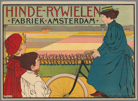 Affiche « Hinde-Rijwielen Fabriek Amsterdam ». Reproduction intégrale de l’exemplaire conservé par Rijksmuseum.