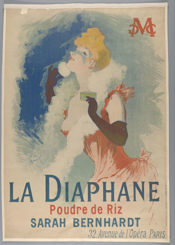 Affiche « La Diaphane. Poudre de Riz , 1890 ». Reproduction intégrale de l’exemplaire conservé par Rijksmuseum.