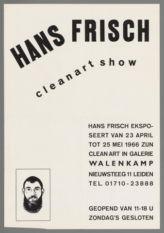 Affiche « Hans Frisch. Cleanart show ». Reproduction intégrale de l’exemplaire conservé par Rijksmuseum.