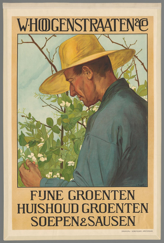 Affiche « W. Hoogenstraten & Co. Fijne Groenten Huishoudgroenten Soepen & Sausen ». Reproduction intégrale de l’exemplaire conservé par Rijksmuseum.